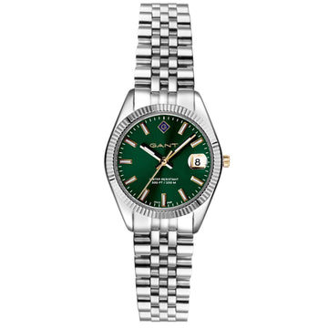 Ρολόι Gant Sussex Mini G181004 με ασημί ατσάλινο μπρασελέ και πράσινο καντράν διαμέτρου 28mm.
